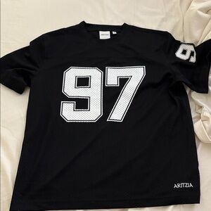 Aritzia Black Sports mesh Jersey with White Numbers